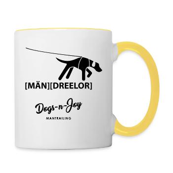 MÄNDREELOR - der sächsische Mantrailer - Tasse zweifarbig - Weiß/Gelb - Rechts