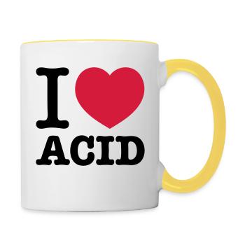 I love acid - Contrasting Mug - white/yellow - Right