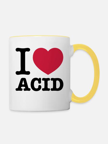 I love acid - Contrasting Mug - white/yellow