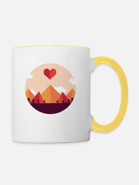Wanderlust Naturverbunden - Tasse zweifarbig - Weiß/Gelb