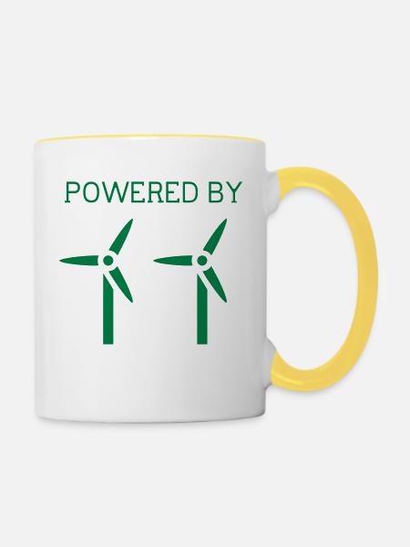 Windenergie - Tasse zweifarbig - Weiß/Gelb