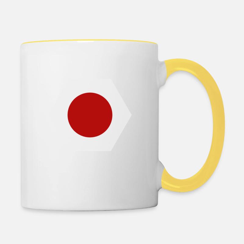 japan flag - Contrasting Mug - white/yellow