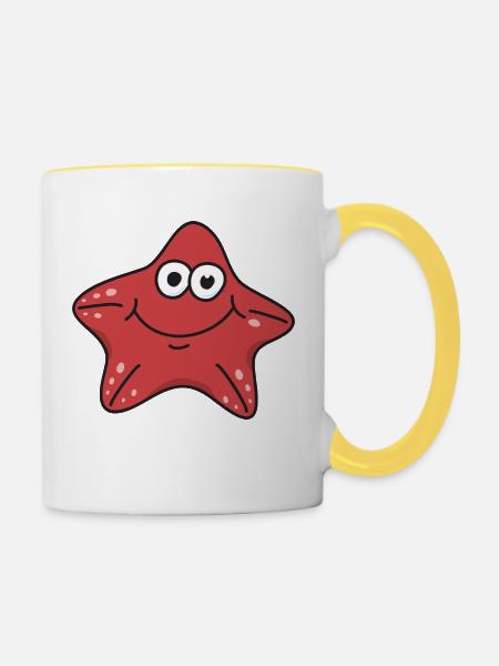 Seestern - Tasse zweifarbig - Weiß/Gelb