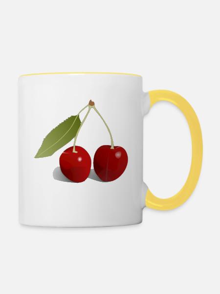 Kirschen - Tasse zweifarbig - Weiß/Gelb