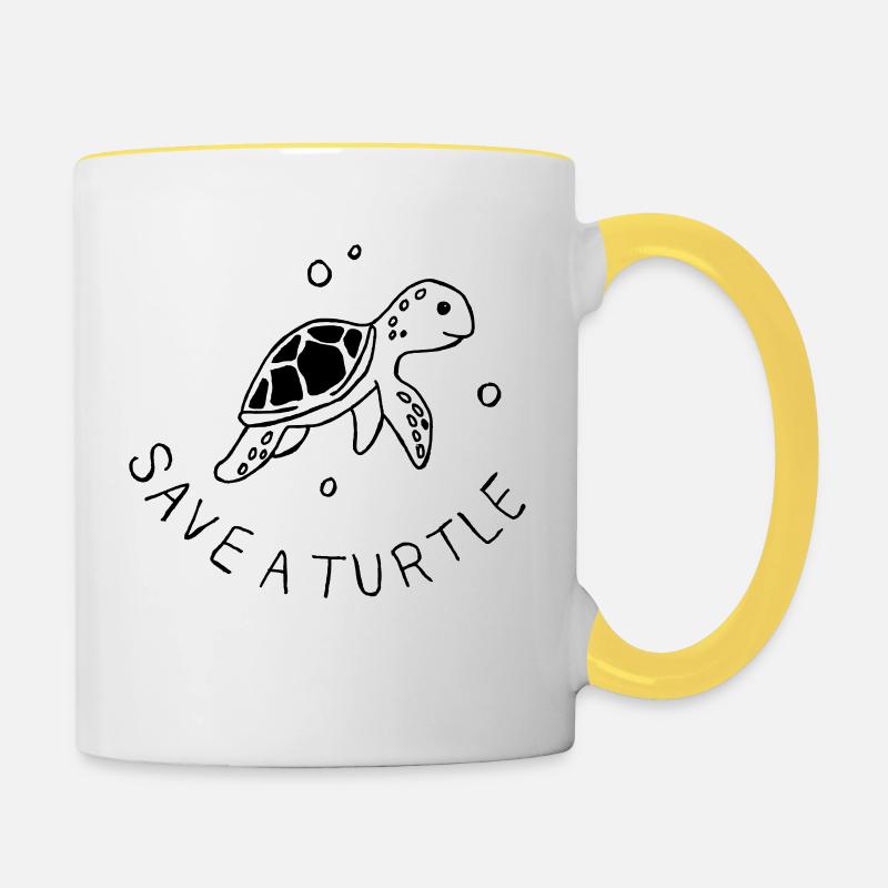 Save a Turtle - Contrasting Mug - white/yellow