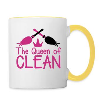 La reine de la mère CLEAN rose chaud avec des - Mug contrasté - blanc/jaune - Droite