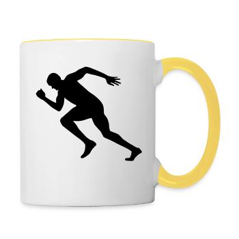 Sprinter, Läufer, Laufen - Tasse zweifarbig - Weiß/Gelb - Rechts