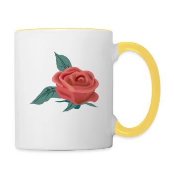 Rose Blume - Tasse zweifarbig - Weiß/Gelb - Rechts