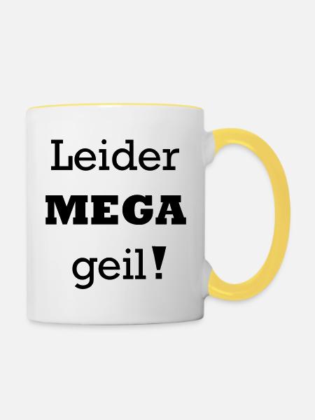 Leider mega geil! - Tasse zweifarbig - Weiß/Gelb