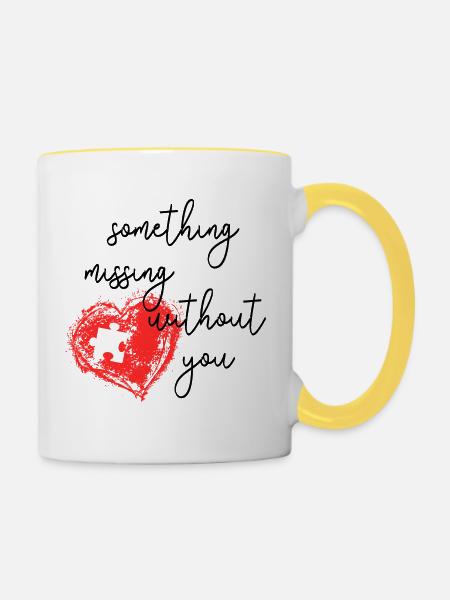 Liebe - Tasse zweifarbig - Weiß/Gelb
