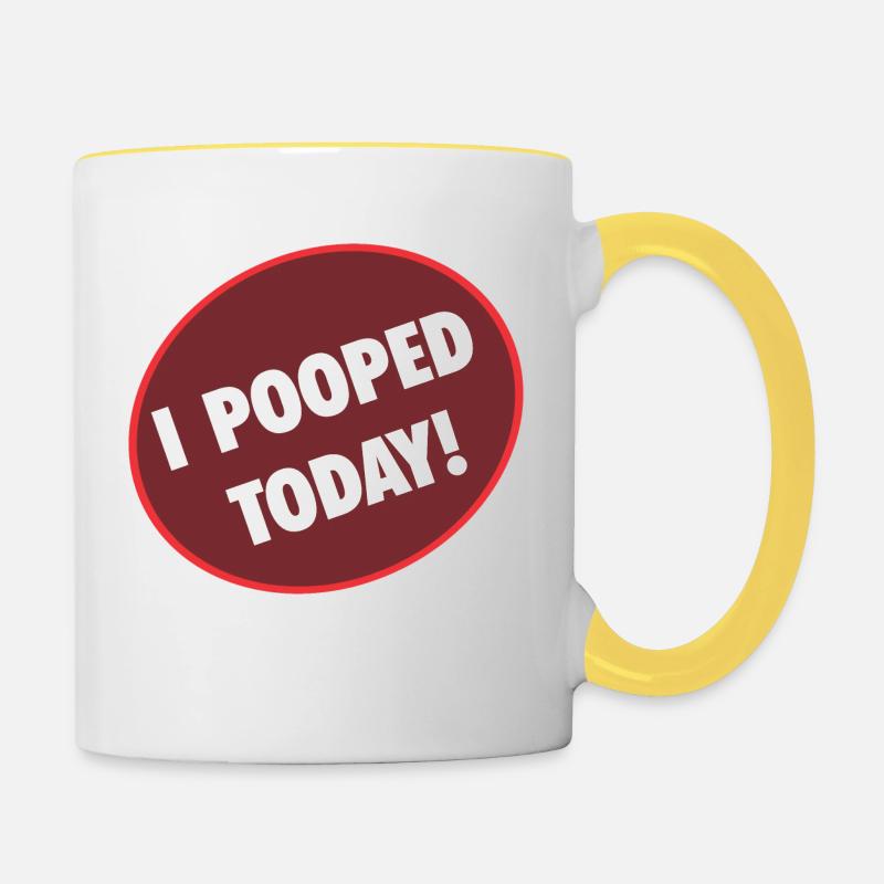 I was pooping today! Shit - Contrasting Mug - white/yellow
