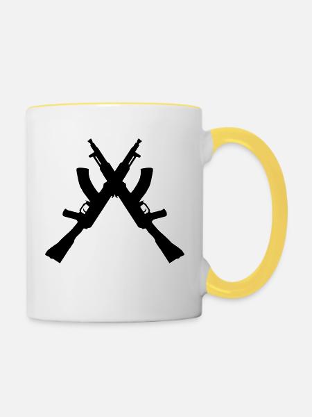 Crossed AK47 - Tasse zweifarbig - Weiß/Gelb