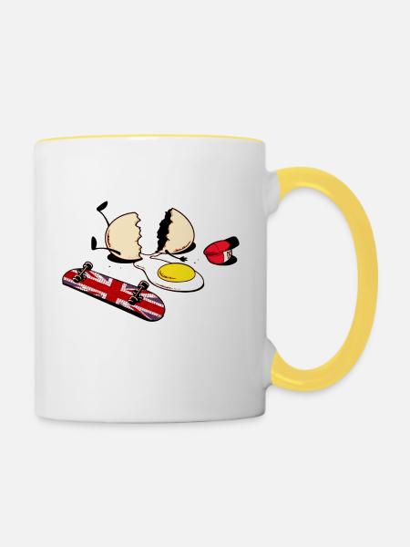 Ei knacken - Tasse zweifarbig - Weiß/Gelb