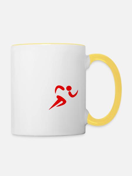 Run - Tasse zweifarbig - Weiß/Gelb