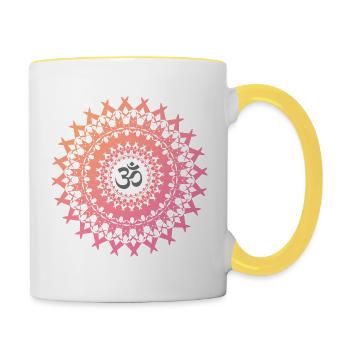 Om Mandala - Méditation de yoga Hatha Kundalini Yin - Mug contrasté - blanc/jaune - Droite