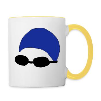 Tête de nageur avec des lunettes de natation - Mug contrasté - blanc/jaune - Droite