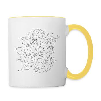 Abstrakt Kunst Symbol Schwarzweiß Zeichen - Tasse zweifarbig - Weiß/Gelb - Rechts