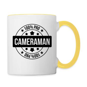 Cameraman / Camera / Video / Cadreur - Mug contrasté - blanc/jaune - Droite