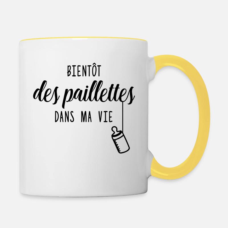 Bientôt des paillettes - Mug contrasté - blanc/jaune