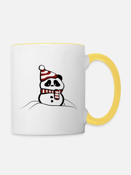 schneepanda - Tasse zweifarbig - Weiß/Gelb