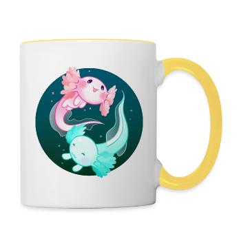 Axolotl Yin Yang - Contrasting Mug - white/yellow - Right