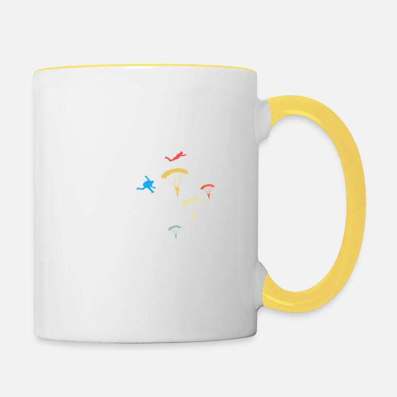 Belle Chemise De Parachutisme Pour Les - Mug contrasté - blanc/jaune