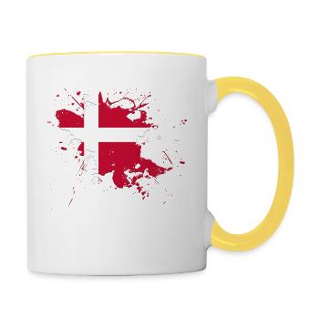 Denmark flag as a splash of color - Contrasting Mug - white/yellow - Right