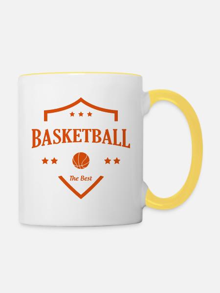 Basketball 🏀 - Tasse zweifarbig - Weiß/Gelb