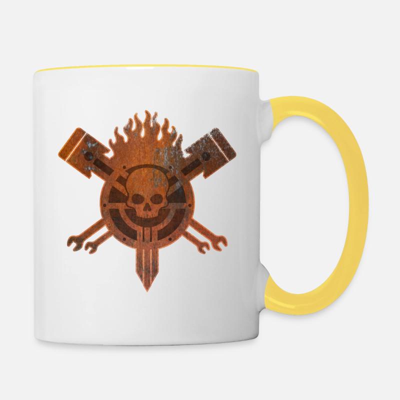 Crâne rouillé - Mug contrasté - blanc/jaune