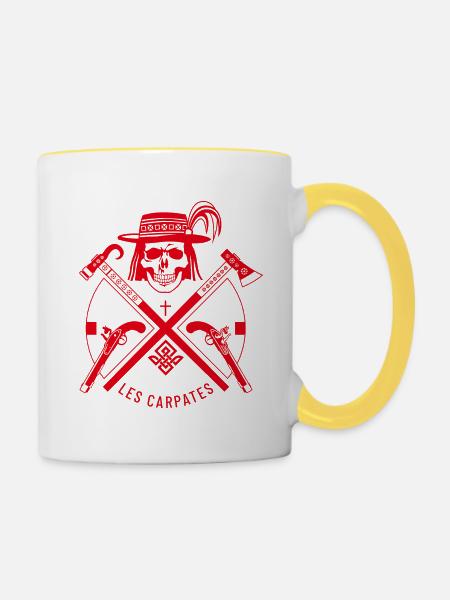 Karpaten - Les Carpates. Rot - Tasse zweifarbig - Weiß/Gelb