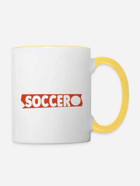 Eat Sleep Soccer Repeat - Tasse zweifarbig - Weiß/Gelb