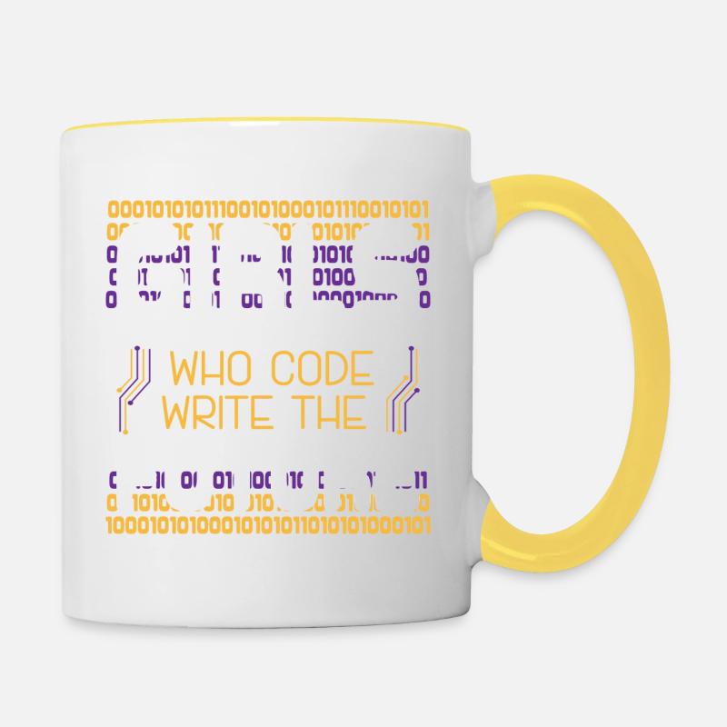 Programmeurs pour les développeurs - Mug contrasté - blanc/jaune