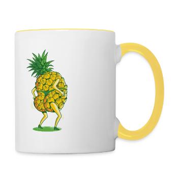 Ananas - Tasse zweifarbig - Weiß/Gelb - Rechts