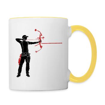 Bogenschütze - Tasse zweifarbig - Weiß/Gelb - Rechts
