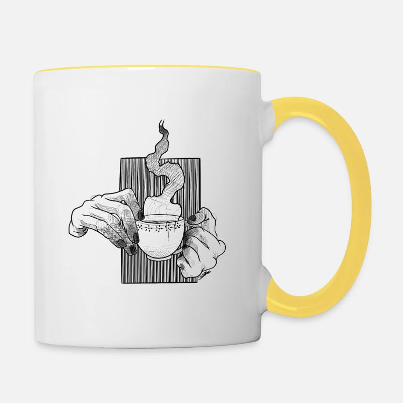 Coffee Time - Contrasting Mug - white/yellow
