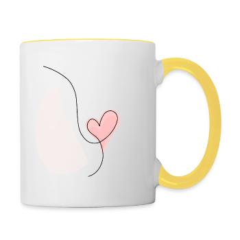 Abstract heart line drawing - Contrasting Mug - white/yellow - Right