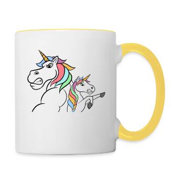 Unicorn Magic Dad Grandfather Relative Dadacorn - Tasse zweifarbig - Weiß/Gelb - Rechts