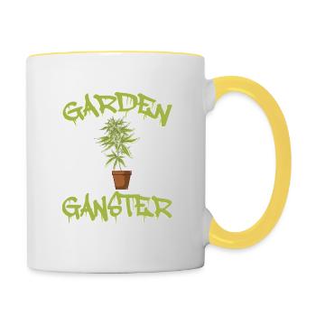 Marijuana Cannabis Weed Smoke Hemp Design Garden - Contrasting Mug - white/yellow - Right