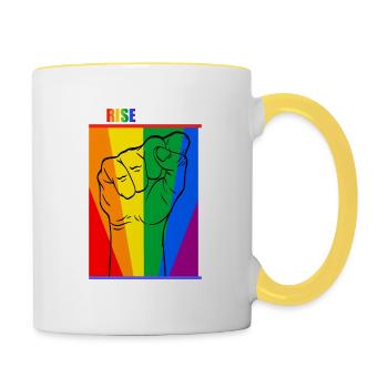We Rise Together Equality Freedom Colorful - Contrasting Mug - white/yellow - Right
