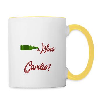 Does Running Out Of Wine Count As Cardio T-shirt - Tasse zweifarbig - Weiß/Gelb - Rechts