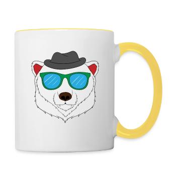 Perfect Gift For Polar Bear Fan T-shirt Design - Tasse zweifarbig - Weiß/Gelb - Rechts