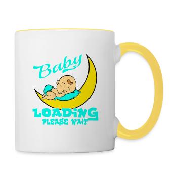 Baby Loading Please Wait Pregnancy Shirt For - Tasse zweifarbig - Weiß/Gelb - Rechts