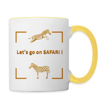 Let's go on SAFARI - Tasse zweifarbig - Weiß/Gelb - Rechts