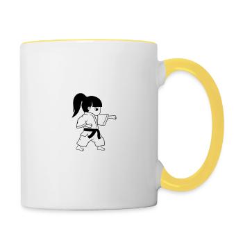Karate Martial Arts Ninja Warrior Fighter Design - Tasse zweifarbig - Weiß/Gelb - Rechts