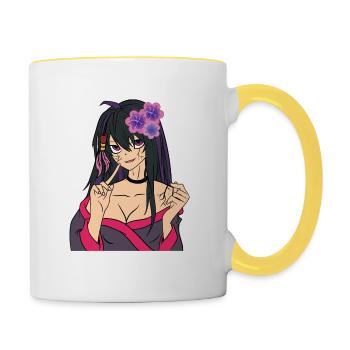 Anime Lover Shirt For Kawaii Fans "Senpai' - Tasse zweifarbig - Weiß/Gelb - Rechts