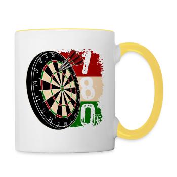 Darts Classics - 180 - Dartfan - Joueur de fléchettes - Mug contrasté - blanc/jaune - Droite