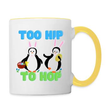 Too Hip to Hop Pingu Easter Bunny - Contrasting Mug - white/yellow - Right