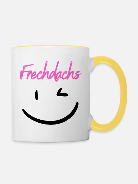 Frechdachs pink - Tasse zweifarbig - Weiß/Gelb