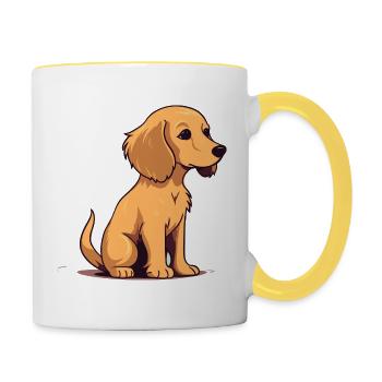 Design de chien mignon pour les propriétaires de chiens - Mug contrasté - blanc/jaune - Droite
