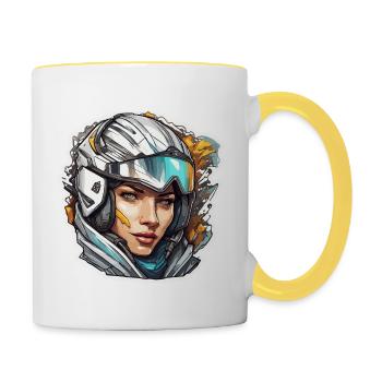Racer / Sport / Racing / Skiing / Piste - Contrasting Mug - white/yellow - Right